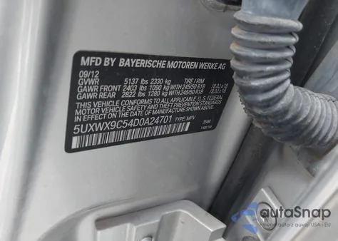 2013 BMW X3 xDrive28I from USA, damaged, VIN 5UXWX9C54D0A24701